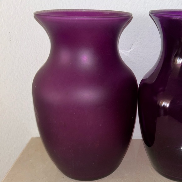 Frosted, deep purple vase 8” - Picture 2 of 16